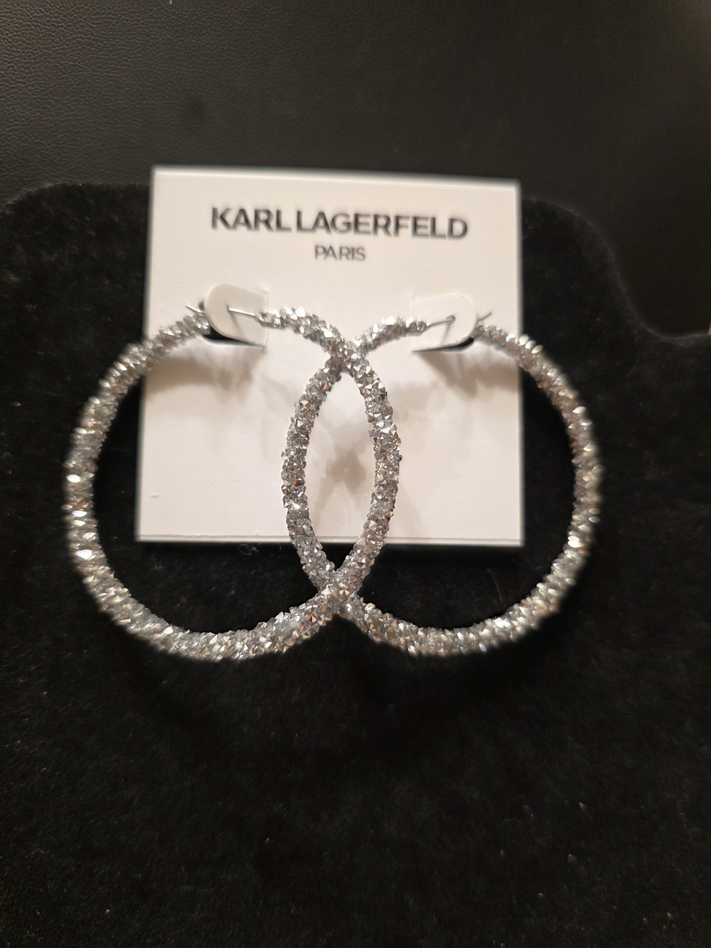 #436 Karl Lagerfeld Silver Crystal Hoop Earrings